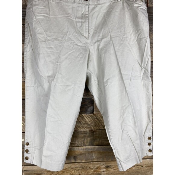 Studio Works Women's Capri Pants Plus Sz 18W Cream Cotton Spandex Stretch - Picture 4 of 11